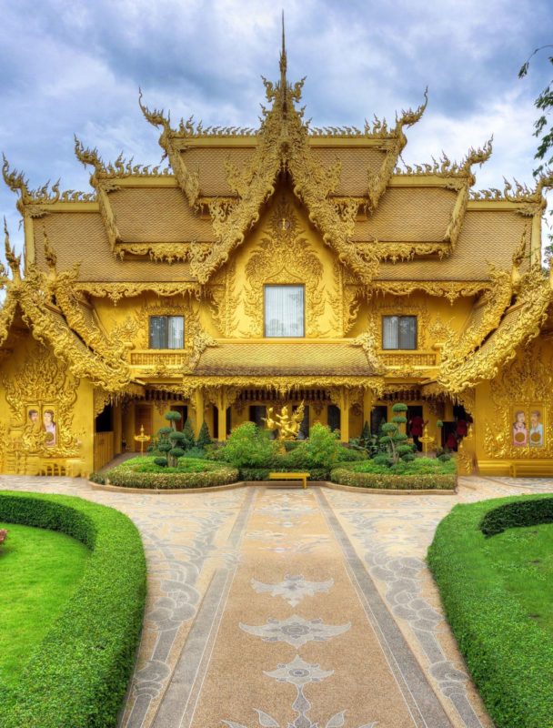 The golden building in  temple complex