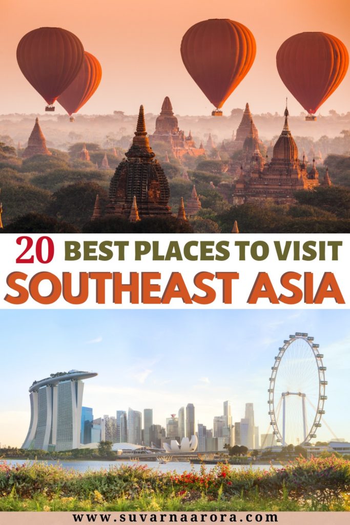 Pinterest pin showing best places to visit in Southeast Asia