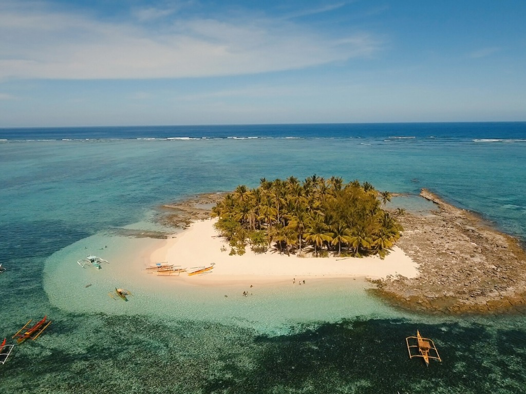 The aerial of a small island in Siargao, philippines